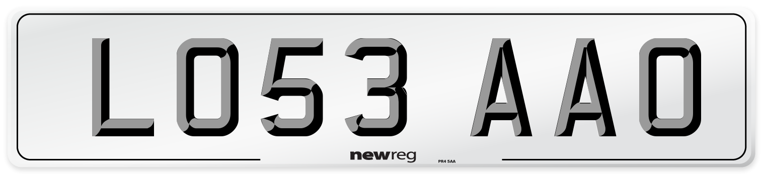 LO53 AAO Number Plate from New Reg